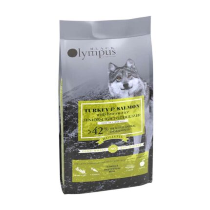 Black Olympus Senior Light and Sterilized Turkey and Salmon with Brown Rice 12kg